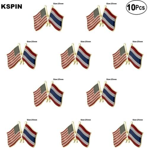 U.S.A.& Thailand Lapel Pin Flag badge Brooch Pins Badges 10Pcs a Lot