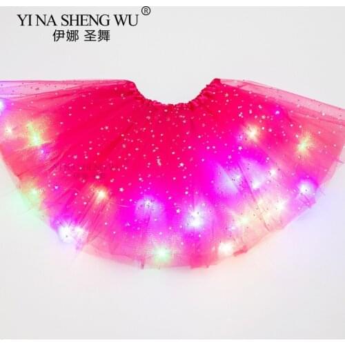 Children Girl Star LED Tutu Light Skirt Princess Party Tutus Tulle Stage Costume Wear Kids Ballet Dance Cosplay LED Birthday