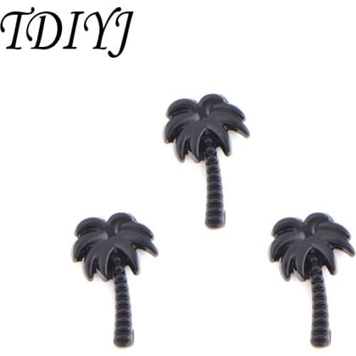 TDIYJ New Arrival Women Black Coconut Tree Slide Charms Keeper for 10mm Mesh Bracelets 6Pcs/lot