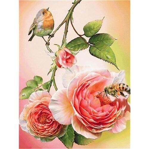 Flower Printed Fabric 11CT Cross Stitch Complete Kit DIY Embroidery DMC Threads Handiwork Handicraft Hobby Knitting Jewelry