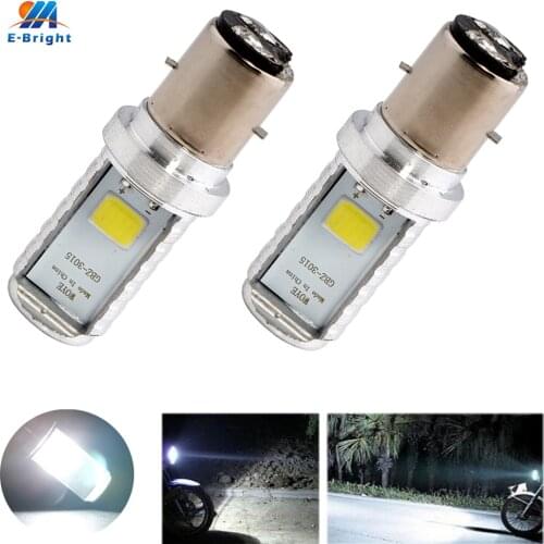 YM E-Bright 2 PCS Motorcycle BA20D COB 12W Led Bulbs Hi/Lo Beam Headlight 9-80V Aluminium Universal Scooter Autocycle Headlamps