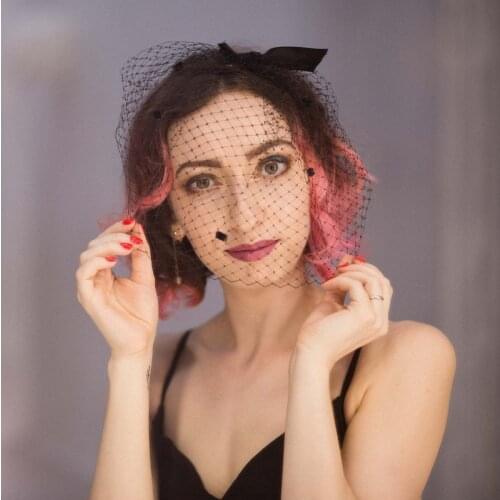 Goth Net Hair Clip Black Lace Bowknot Fascinator Accessories Cheer Bow Hairpin Birthday Party Decorations Adult Headdress