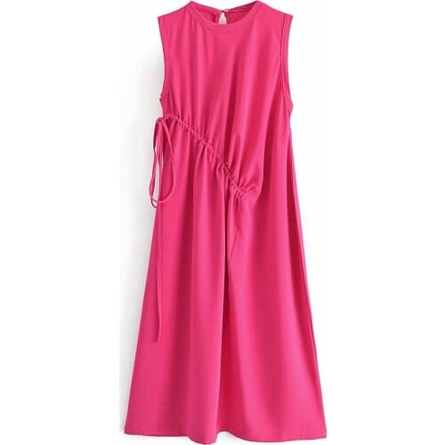 New Summer Dress Women Elegant Casual Vogue Chic Lady Draped Dresses Midi Dress Women Sundress robe femme