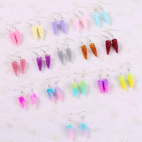 1 Pair Drop Earrings Resin Unicorn Horn Charms For Fashion Jewelry Diy Making Free Shipping