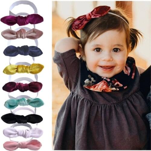 On Sale 1pcs Fashion Girls Boys Bowknot Headbands Elastic Hair Bands Kids Turban Velvet Bows Hair Accessories