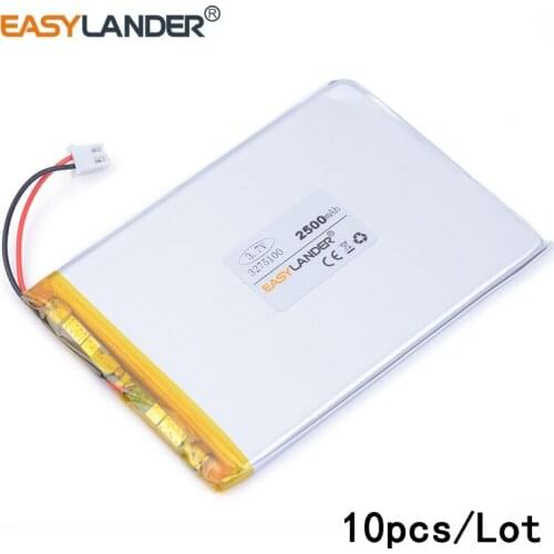 10pcs /Lot 3275100 2500mAh 3.7V lithium Li ion polymer rechargeable batteryFor Tablet Pc DIY Power mobile Power bank PAD DVD