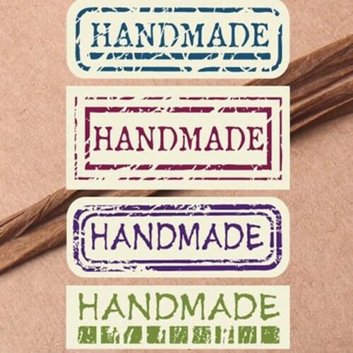 102pcs Retro HANDMADE Paper Seal Sticker For Handmade Products Vintage Handmade Paper Lable