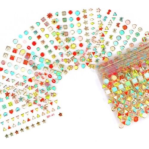 30pcs Gold Silver 3D Nail Art Sticker Hollow Decals Mixed Designs Adhesive Flower Nail Tips Letter Butterfly paper nail