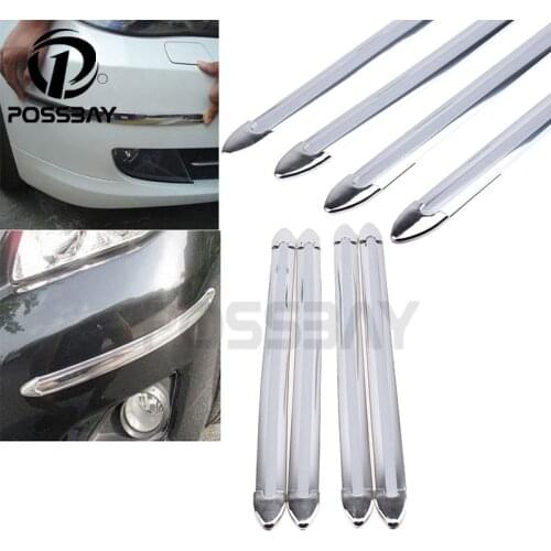 POSSBAY 4Pcs Universal Car SUV Van Door Front Rear Bumper Edge Protector Guard Stickers Strips Anti Rub Bar Styling Mouldings