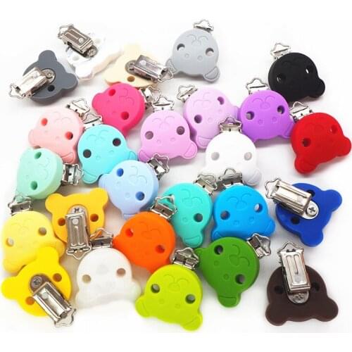 Chengkai 50pcs Silicone Bear Clips Dummy Teether Pacifier Chain Clips DIY Baby Soother Nursing Jewelry Craft Toy Accessories