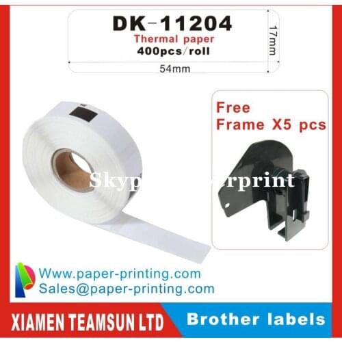 500x Rolls Brother Compatible Labels dk 11204 with 5 reusable cartridges frames dk-11204 dk11204 17x54mm 400 Labels Per Roll
