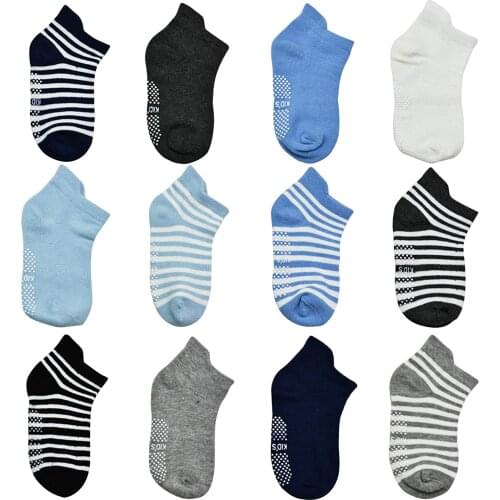 6 Pair Childrens Non Slip Socks grip sticky sliding cotton boat socks childrens teenagers boys girls Socks Set Sport