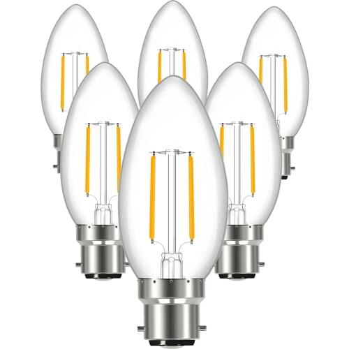 Pack of 6,B22 Base 3W 2700K Clear Glass Antique LED Retro Filament Bulbs Non-dimmable Edison Light Bulbs for Villa Home Room