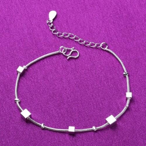 925 Sterling Silver Link Chian Adjustable Charm Bracelets & Bangle Anklet For Women Pulseira A163