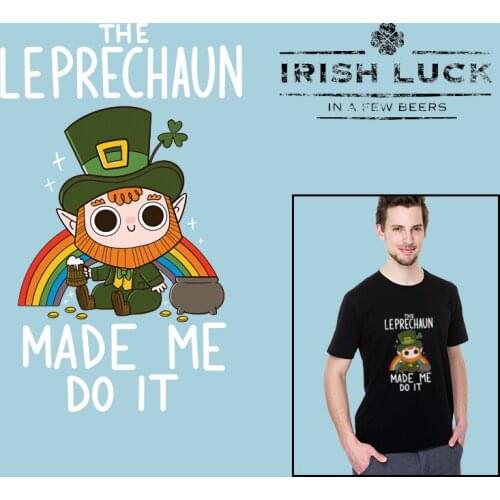 Irish luck Plant Thermal transfer printing Heat Transfer Applique on Clothes Patches for Clothing DIY T-shirt Ironing stickers