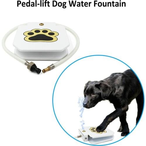 Outdoor Automatic Dog Water Fountain Pedal-lift Dog Drinking Feeder Stainless Steel Pets Step On Plate Pet Toy For Drinking