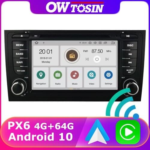 PX6 4+64G Car DVD Media For Audi A6 S6 RS6 Allroad 1997-2004 GPS Carplay Android 10 TDA7850 Radio Bluetooth 5.0 Auto Stereo DAB