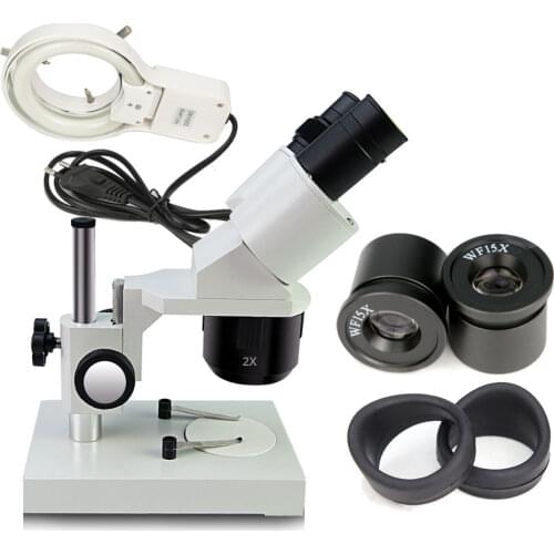 30X 60X Binocular Stereo Industrial Microscope with 220V 8W Fluorescent Ring Light for Electronics Repair