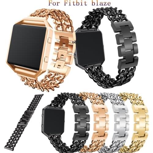 Alloy denim chain WatchBands For Fitbit Blaze sport Smart Watch Band Bracelet Wristband Without Stainless Steel Metal Frame Case