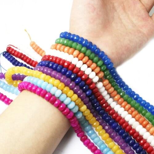 70pcs Natural Stone Beads 5x8mm Faceted Jades Jaspers Loose Spacer Beads For Jewelry Making DIY Bracelet & Necklace