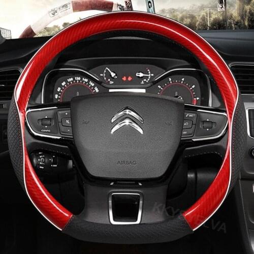 D Type Steering Wheel Cover For Citroen C3 II III 2009 - 2019 2020 C3 AIRCROSS 2017 2018 2019 2020 2021 Berlingo 3 C4 Picasso 2