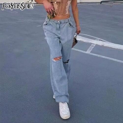 Женские рваные джинсы FORYUNSHES China At AliExpress