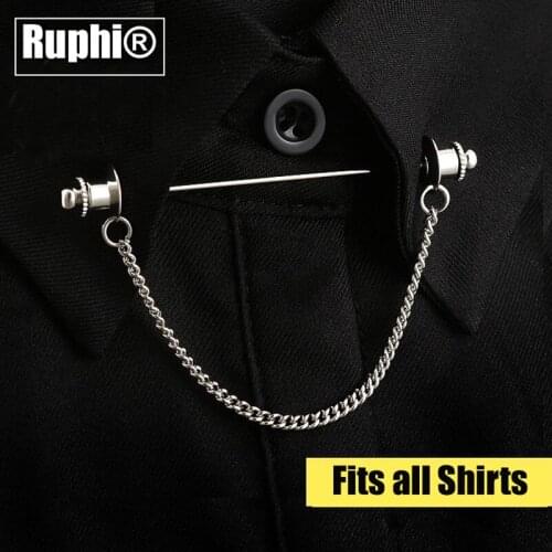 Korean style bar collar pin brooch button metal chain tassel vintage ornament jewelry accessories for men and women