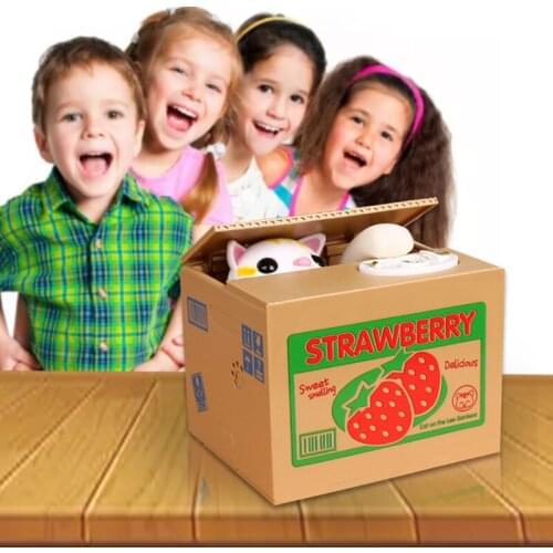 Cute Coin Box Piggy Bank for Children Coin Piggy Money Saving Box Automated Cat Thief Money Boxes Kids Money Bank Toy Gift