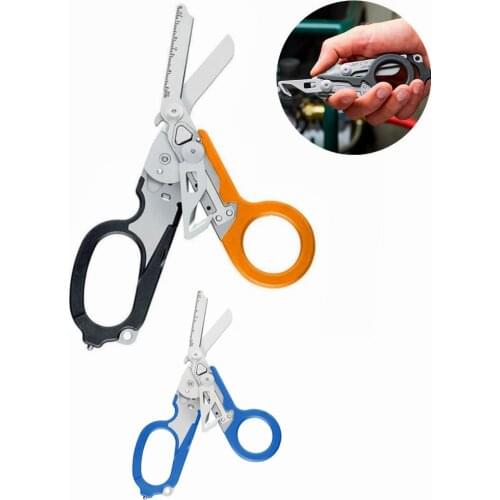 Multifunction 6 in 1 Raptor Emergency Response Shears with Strap Cutter and Glass Breaker Black Strap Cutter Safety Hammer