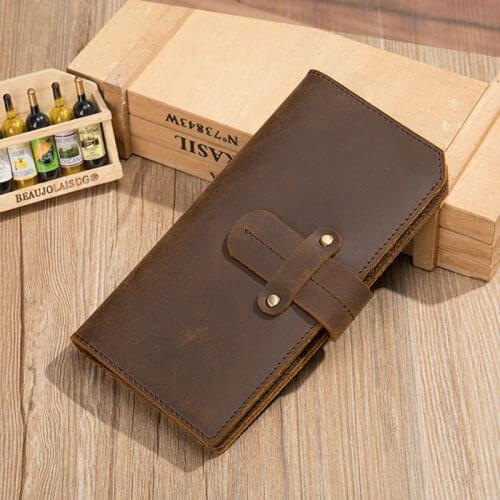 Luufan 2021 Men Genuine Leather Retro Wallet Clutch Bag Rfid Blocking Wallet Male Cell Phone Clutch Bag Long Style Coin Purse