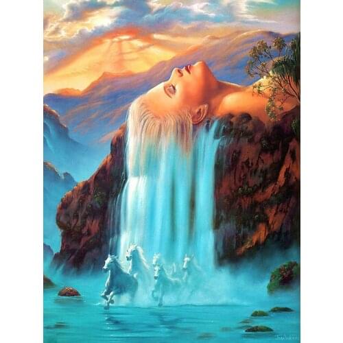 5D Diamond Painting Kits Waterfall Full Round With AB Drill Rhinestone Embroidery Natural Scenery Mosaic Cross Stitch Crafts Kit