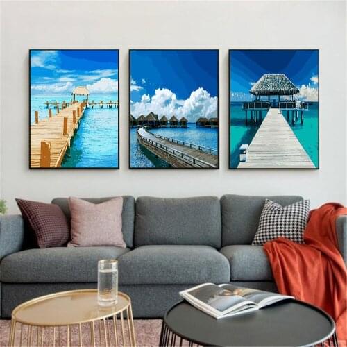 Nordic Style Home Decoration Painting By Numbers Canvas Poster Adult Children Calligraphy Painting Art Brush Set Bedroom Mural