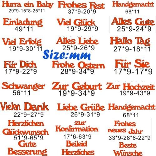 2019 German Letter Words Phrase Metal Cutting Dies Stencil for DIY Scrapbooking Embossing Album Decoration Paper Card Craft Die