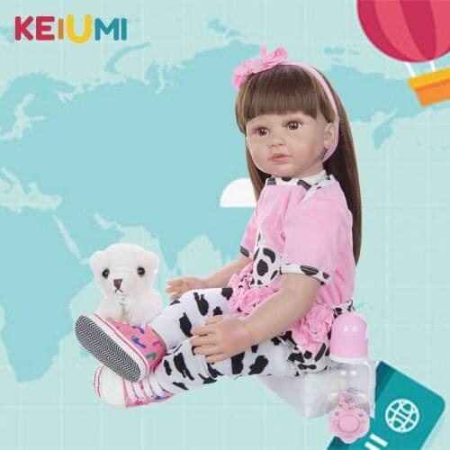 New Design KEIUMI Reborn Dolls Babies 60 cm Lifelike Princess Boneca Reborns Long Hair DIY Toy For Kids Birthday Xmas Present