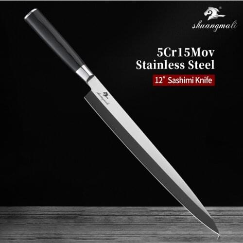 12 Inch Japanese Sashimi Knife 5Cr15 Stainless Steel Chef Filleting Knives Cooking Cleaver Fish Slicing Salmon Sashimi Knives