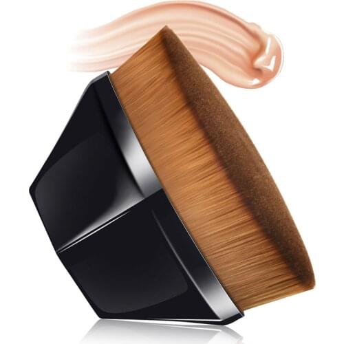 Portable Foundation Makeup Brush Flat Top Kabuki Hexagon Face Blush Powder Foundation Brush for Cream Flawless-Powder Cosmetics