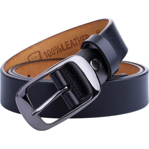 ELIfashion Second Layer Cow Leather Belt Luxury Strap Dress And Jeans Belts Fashion For Women Vintage Shining Black Buckle