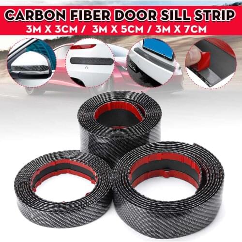 Car Door Sill Rubber Plate Bumper Protector Strips Carbon Fiber Anti-scratch Moulding Trim