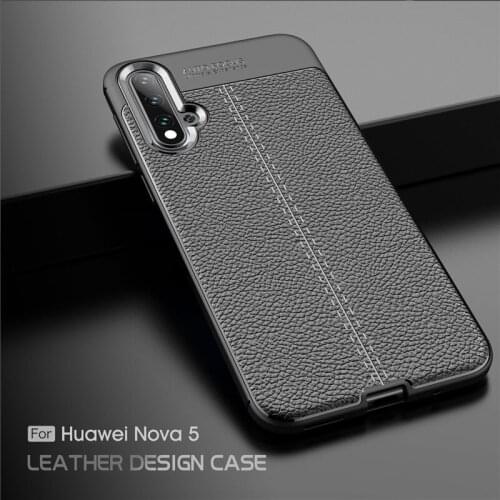Luxury Lichee Pattern Shock Proof Cover for Huawei Nova 5 Case Soft Silicon Phone Cases for Huawei Nova 5 Case Capa Coque 2019