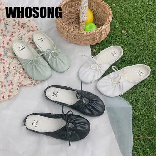 Women Slippers Woman Bow Slides Pu Leather Flats Ladies Closed Toe Outside Slides Female Black Brand Shoes Zapatos De Mujer 2020