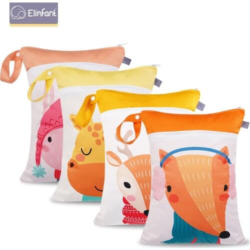 Elinfant Position Digital Print Wet Dry Bag With Two Zippered Baby Diaper Bag Nappy Bag Waterproof Reusable Washable
