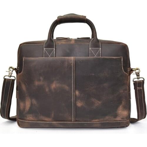 Mens Genuine Leather Messenger Bag Men Business Real Leather Handbags Large Shoulder Bags Male 15 inch notebook Laptop Briefcase