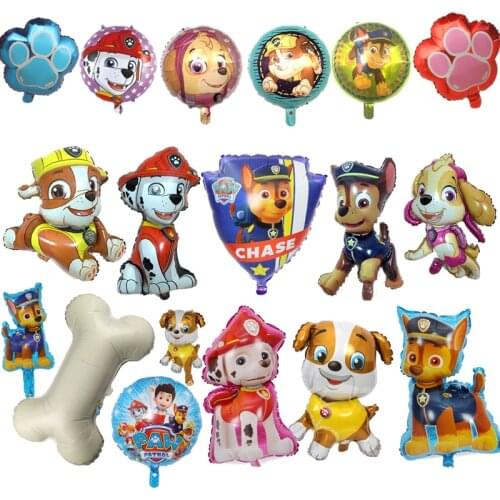 18pcs Paw Patrol Foil Balloons Chase Rocky Skye Rubble Pupply Ballon Figure Boys Girls Birthday Party Deco Gift Toys For Childen
