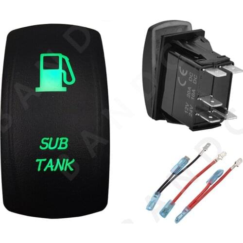 SUB TANK 5P ON-OFF SPST Green LED Light Laser-Etched Rocker Switch for Car Boat Marine Yacht ARB RV Buses Truck,Jumper Wires Set