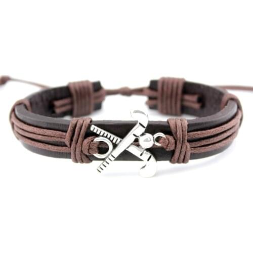 Field Ice Hockey Player Soccer Football Softball Volleyball Lacrosse Gymnastics Tennis Charm Leather Bracelets Women Men Jewelry