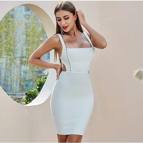 Seamyla Sexy Women Bandage Dress 2020 New Arrivals White Bodycon Runway Sleeveless Celebrity Evening Mini Party Dresses Vestidos
