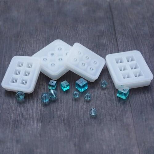 1pc Transparent Rectangle Silicone Beads Mould Square Ball 6 Hanging Holes DIY Epoxy Jewelry Mold resin molds for jewelry