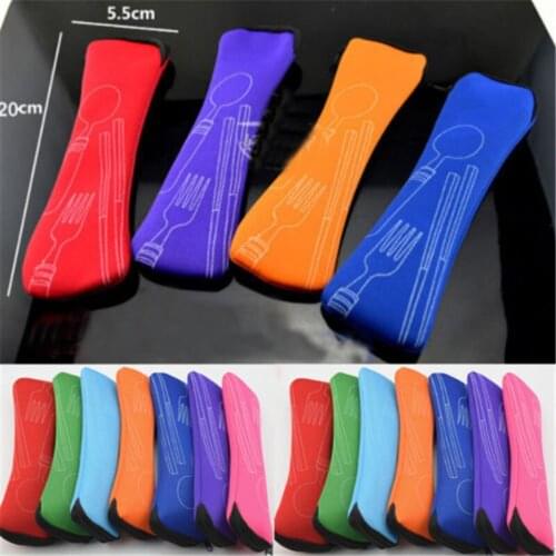 3Pcs Stainless Steel Portable Folding Dinnerware Travel Tableware Spoon+Knife+Fork Camping Picnic