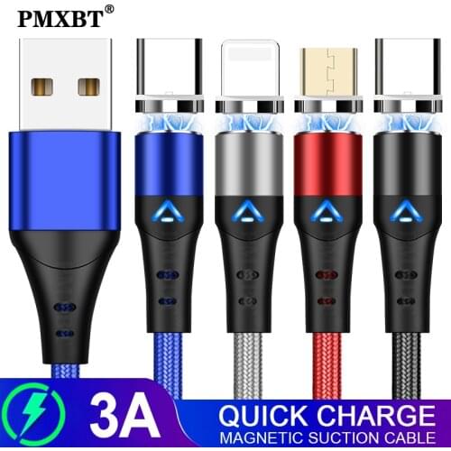3A Magnetic USB Cable Fast Charging Micro USB Type C Cable For Samsung iphone 12 11 Pro Xiaomi Magnet Charger Mobile Phone Cable