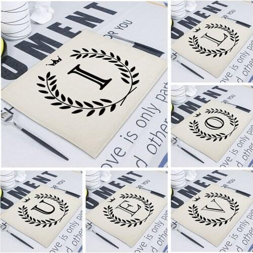 42*32cm Geometric Letter Wedding Napkin Dining Table Mat Drink Coasters Linen Pads Kitchen Table Mats Napkins Servilleta De Tela